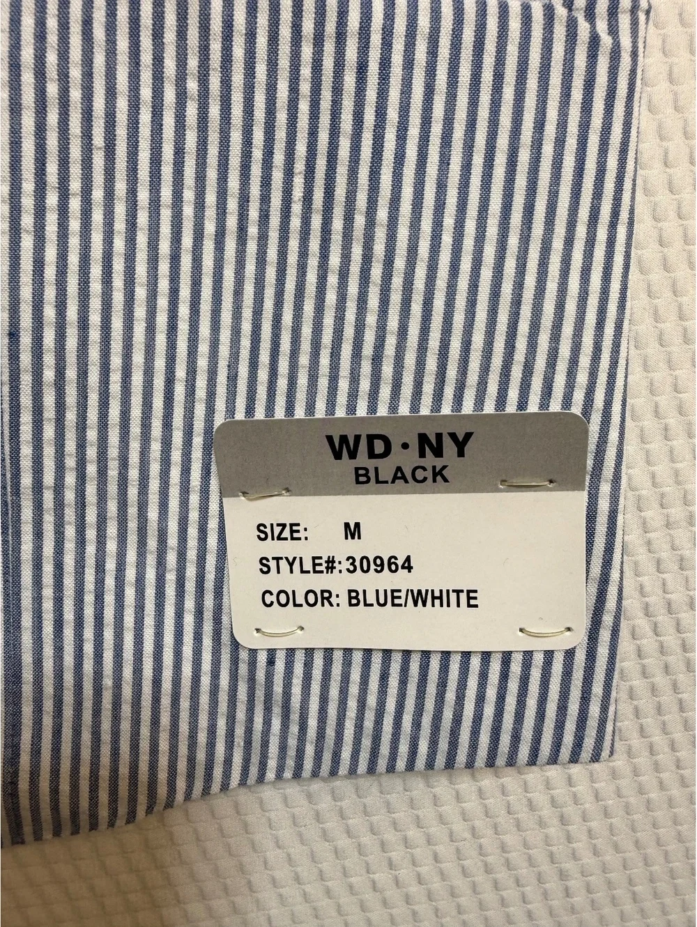 WD NY Black Mens M Seersucker Suit Vest Blue White Striped New Coastal Preppy